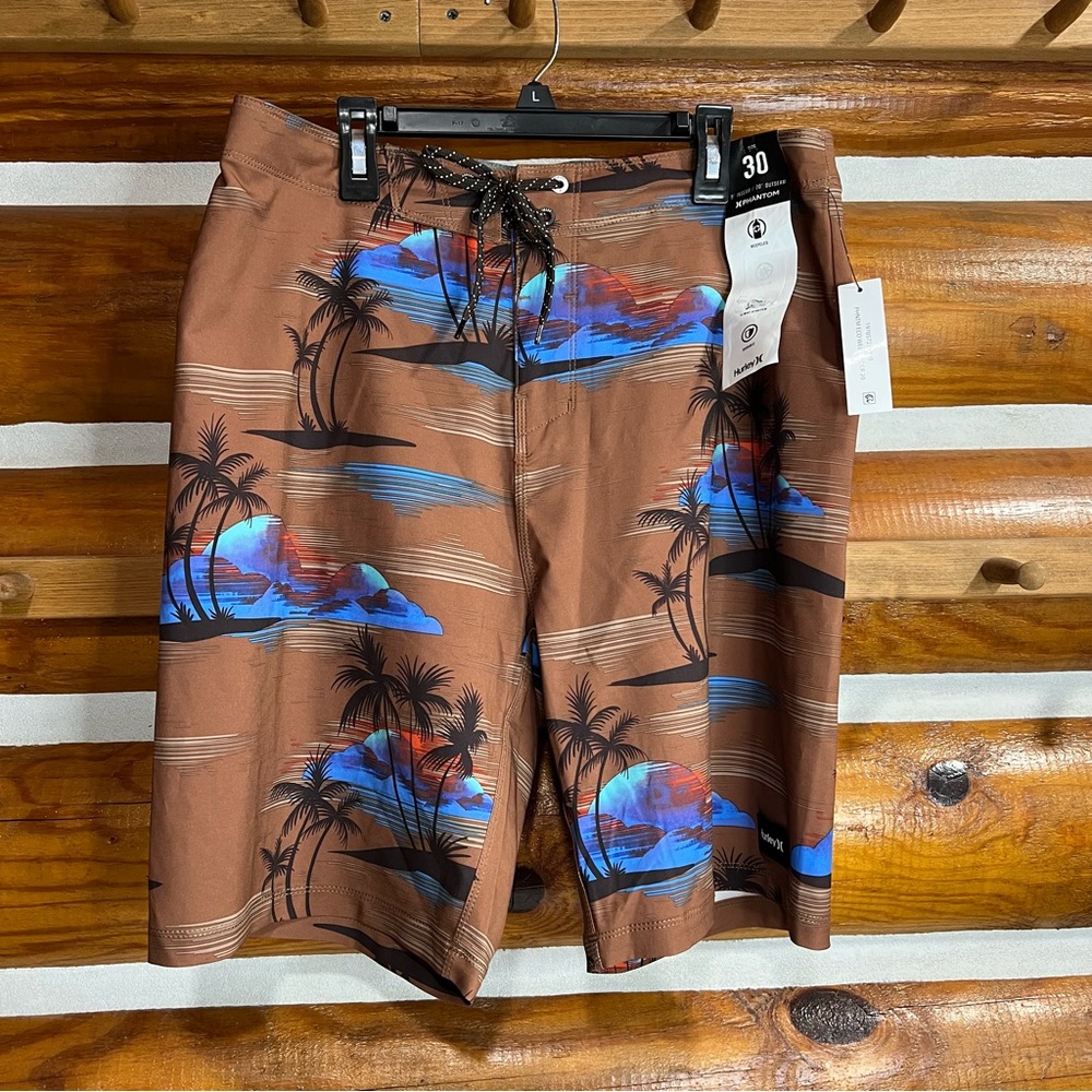 Hurley Brown and Blue Tropical Men's Board Shorts